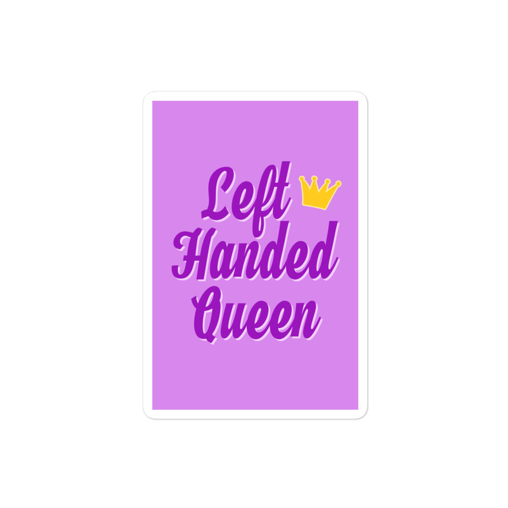 Vinyl sticker for left-handers featuring the statement "Left-Handed Queen" in bold graphic text.