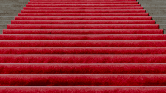 Red carpet staircase at a Hollywood style awards event