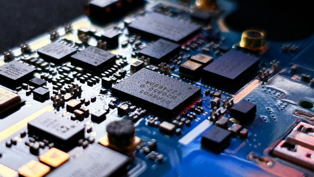 Close-up of a computer circuit board, a reminder that many left-handed minds have shaped the digital world.
