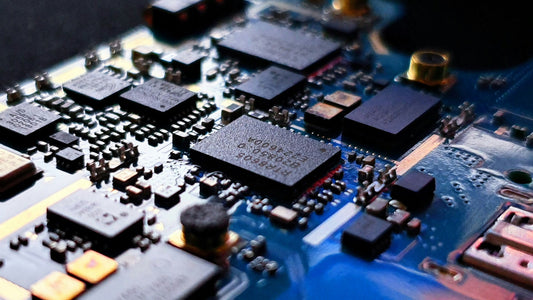Close-up of a computer circuit board, a reminder that many left-handed minds have shaped the digital world.