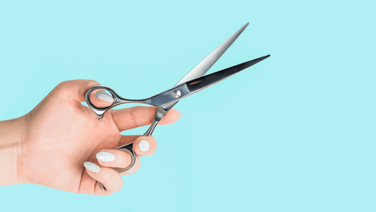 Photo of a left hand holding left-handed scissors